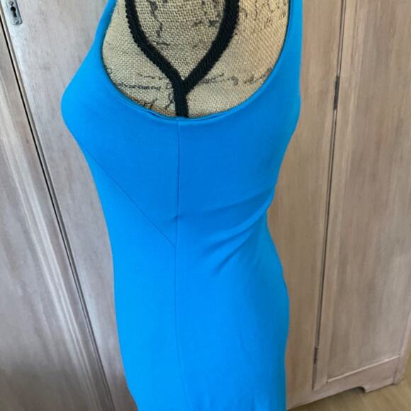 Amanda Uprichard Y2K turquoise Bodycon Midi Dress blue stretch office siren S - Picture 11 of 15